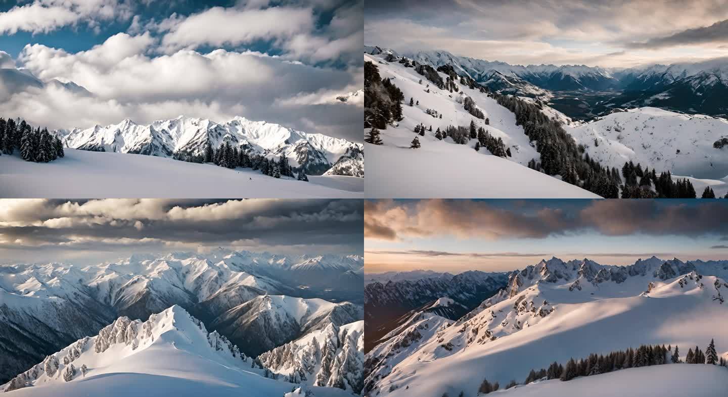 雪山 下雪 雪景