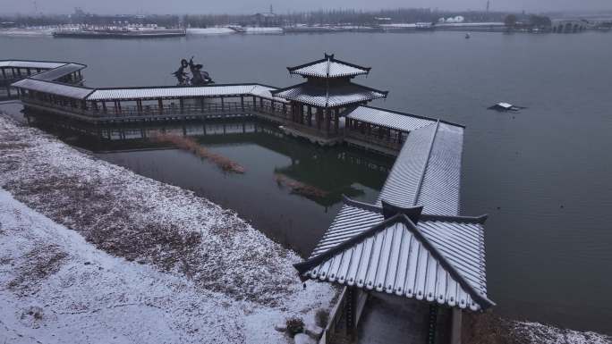 2024龙年西安地标昆明池七夕公园雪景