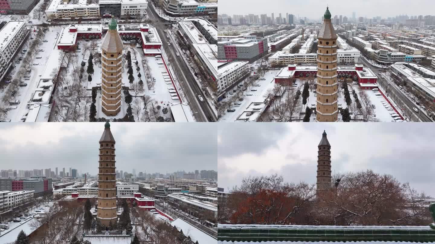 银川雪景承天寺西塔01