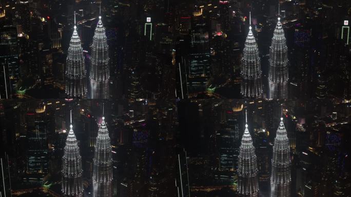 吉隆坡双子塔夜景航拍