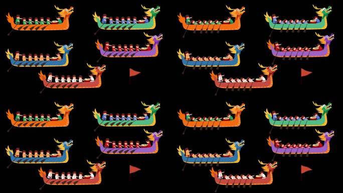 国潮划龙舟比赛素材