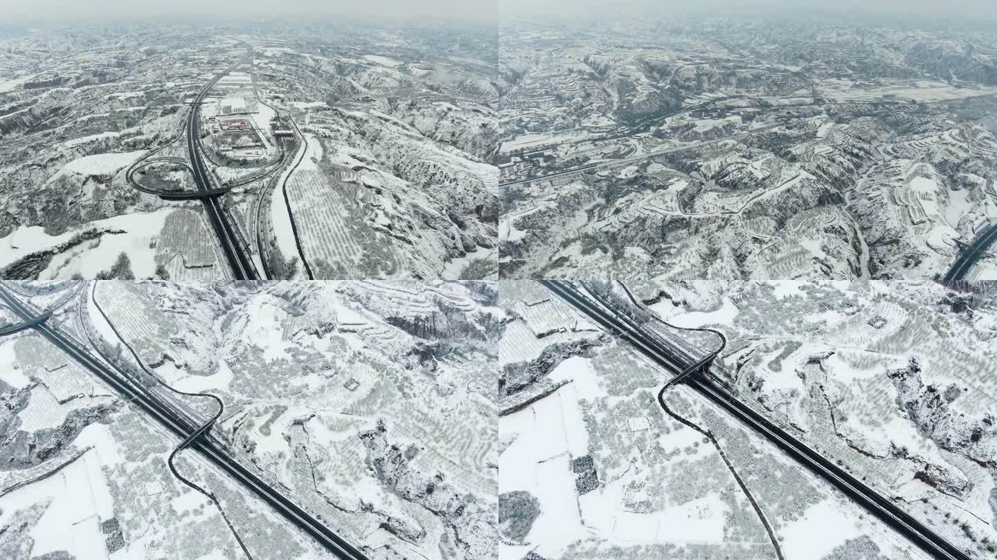 黄土高原雪景航拍