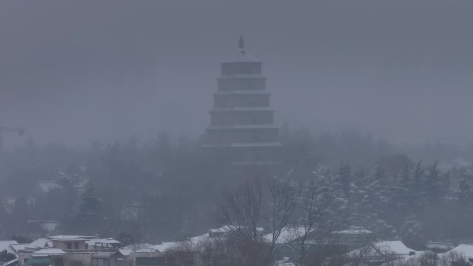 西安地标2024大唐芙蓉园龙年灯会雪景