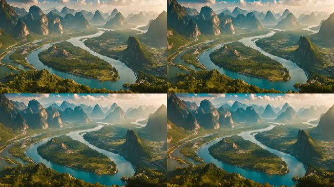 中国山川河流绝美景色河水