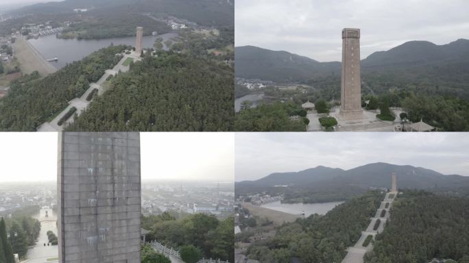苏南抗战胜利纪念碑航拍多镜头党政宣传记录