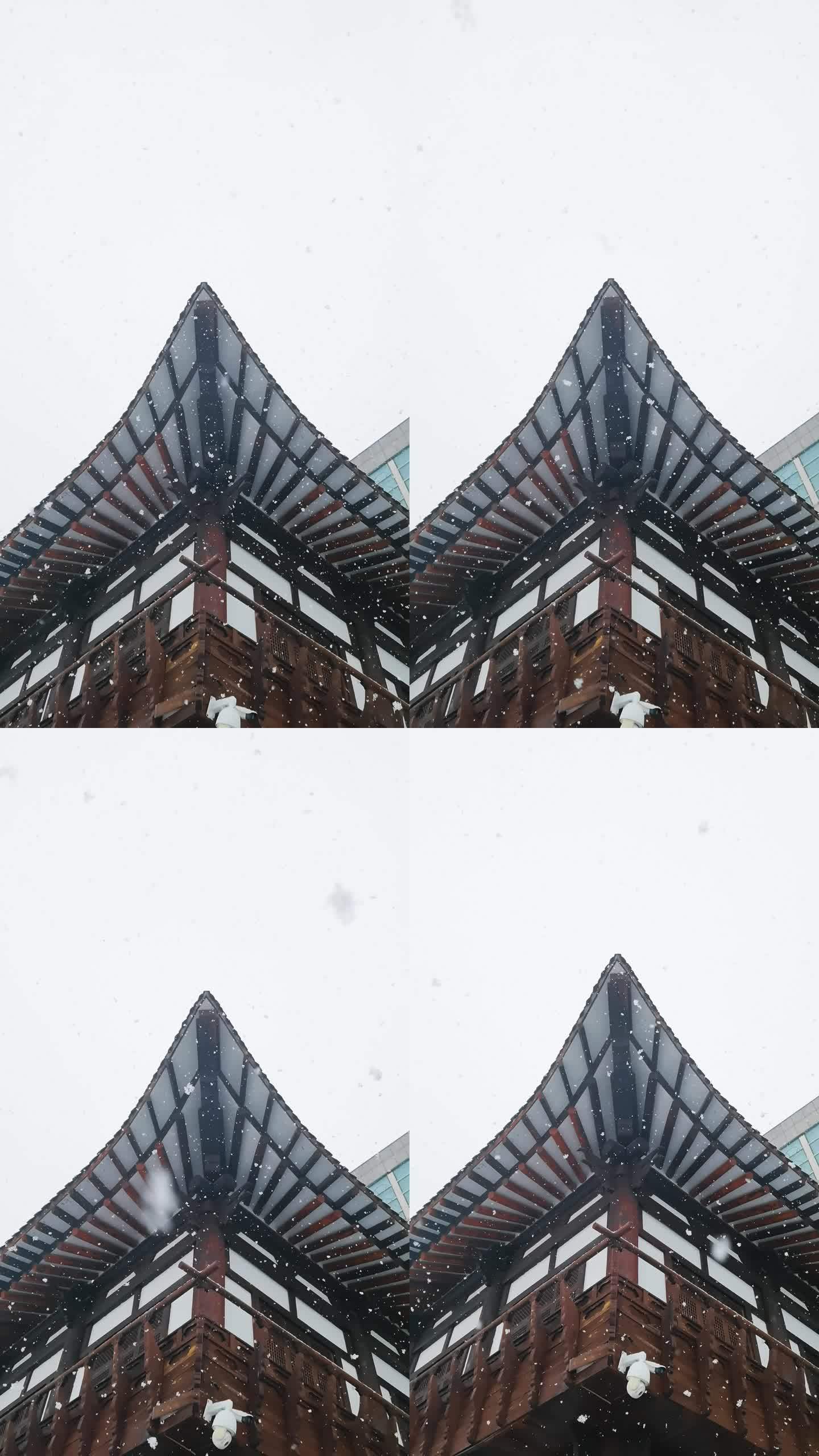 古建筑大雪竖版4k