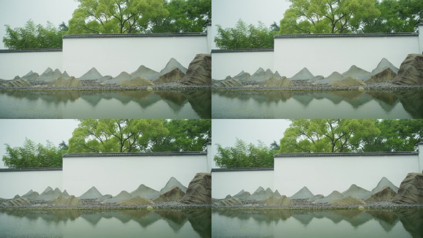 苏州博物馆内景河面涟漪