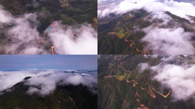 临海城区航拍云海