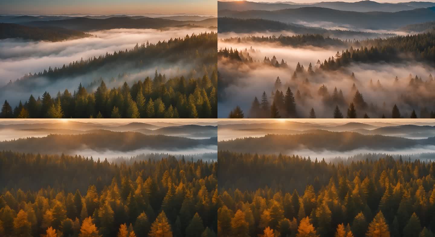 森林光影云雾 天然氧吧清晨山间云雾大自然