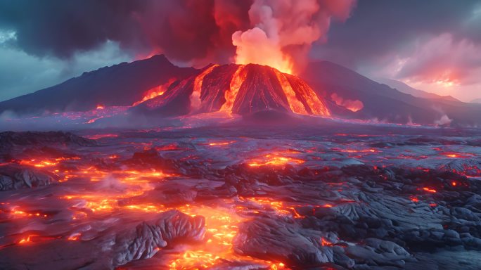 火山岩浆火山口喷发