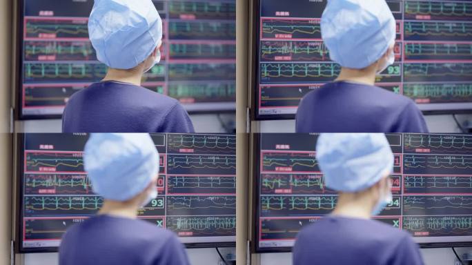 医院护士看心电图面板