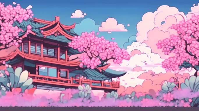 动漫卡通日系房屋建筑