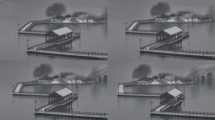 2024龙年西安地标昆明池七夕公园雪景