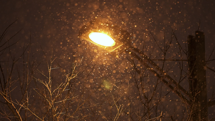 雪夜闪烁的路灯 灯光屏闪