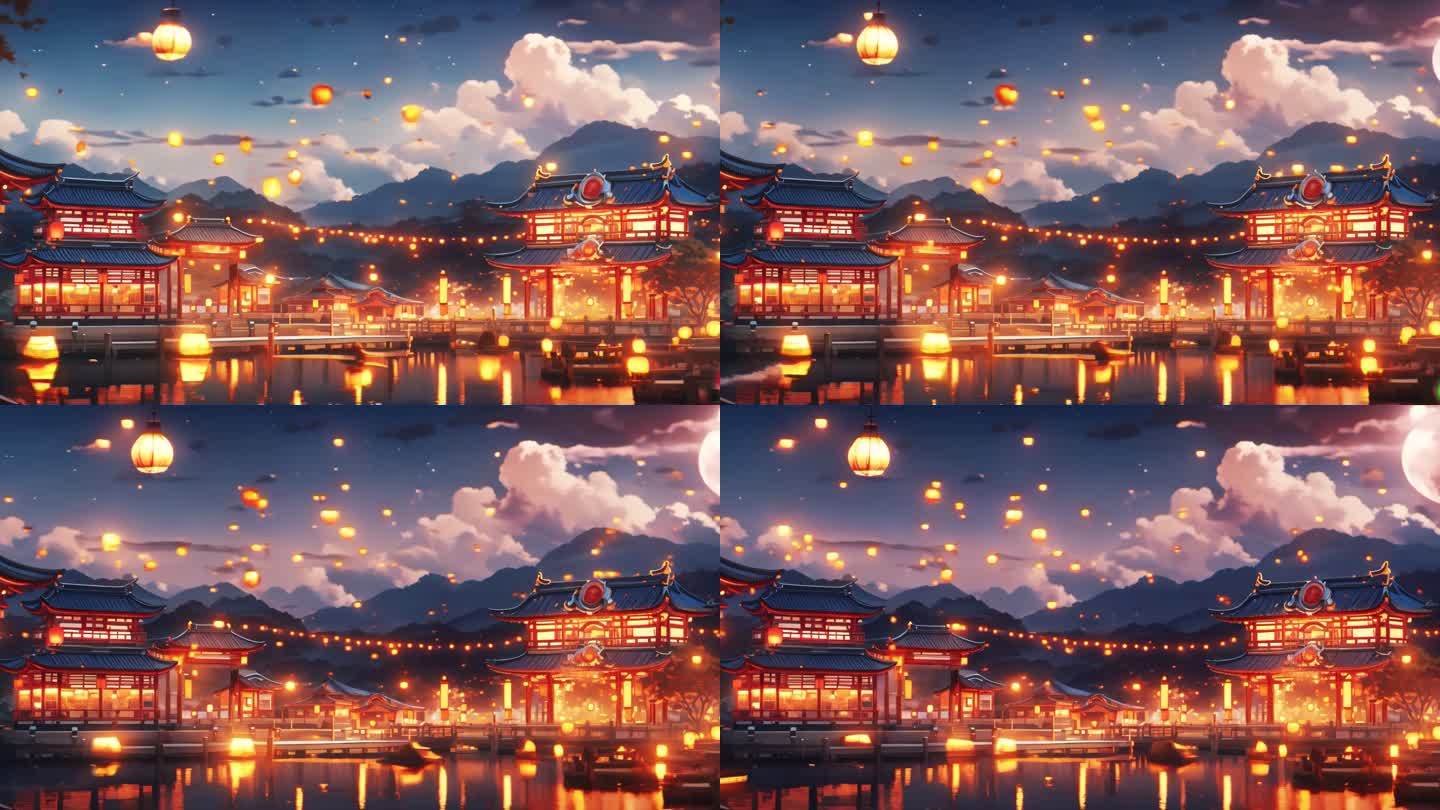 灯笼 古建-日景转夜景-花园