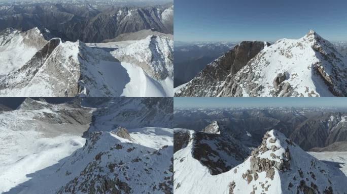 达古冰川高清震撼雪山山峰环绕运镜合集