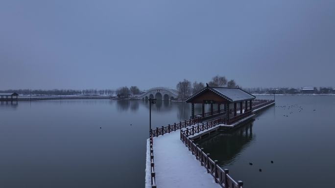 2024龙年西安地标昆明池七夕公园雪景