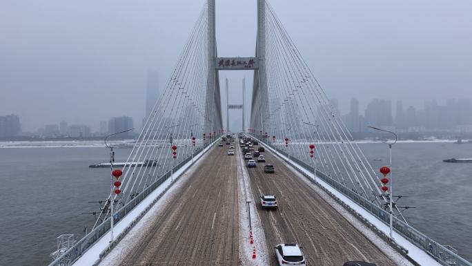 武汉暴雪雪灾航拍4k