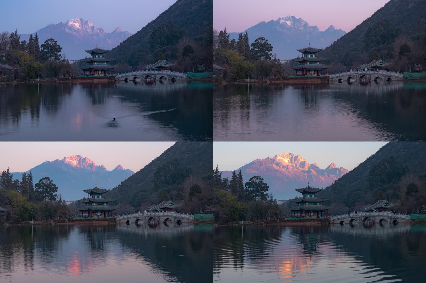 玉龙雪山日照金山延时