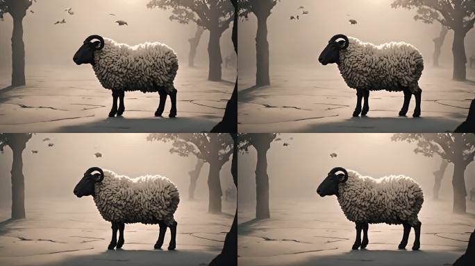 山羊绵羊十二生肖剪影