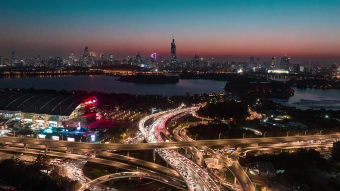 南京玄武湖新庄立交夜景