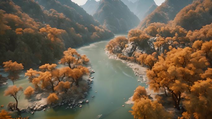 中国山川河流绝美景色河水