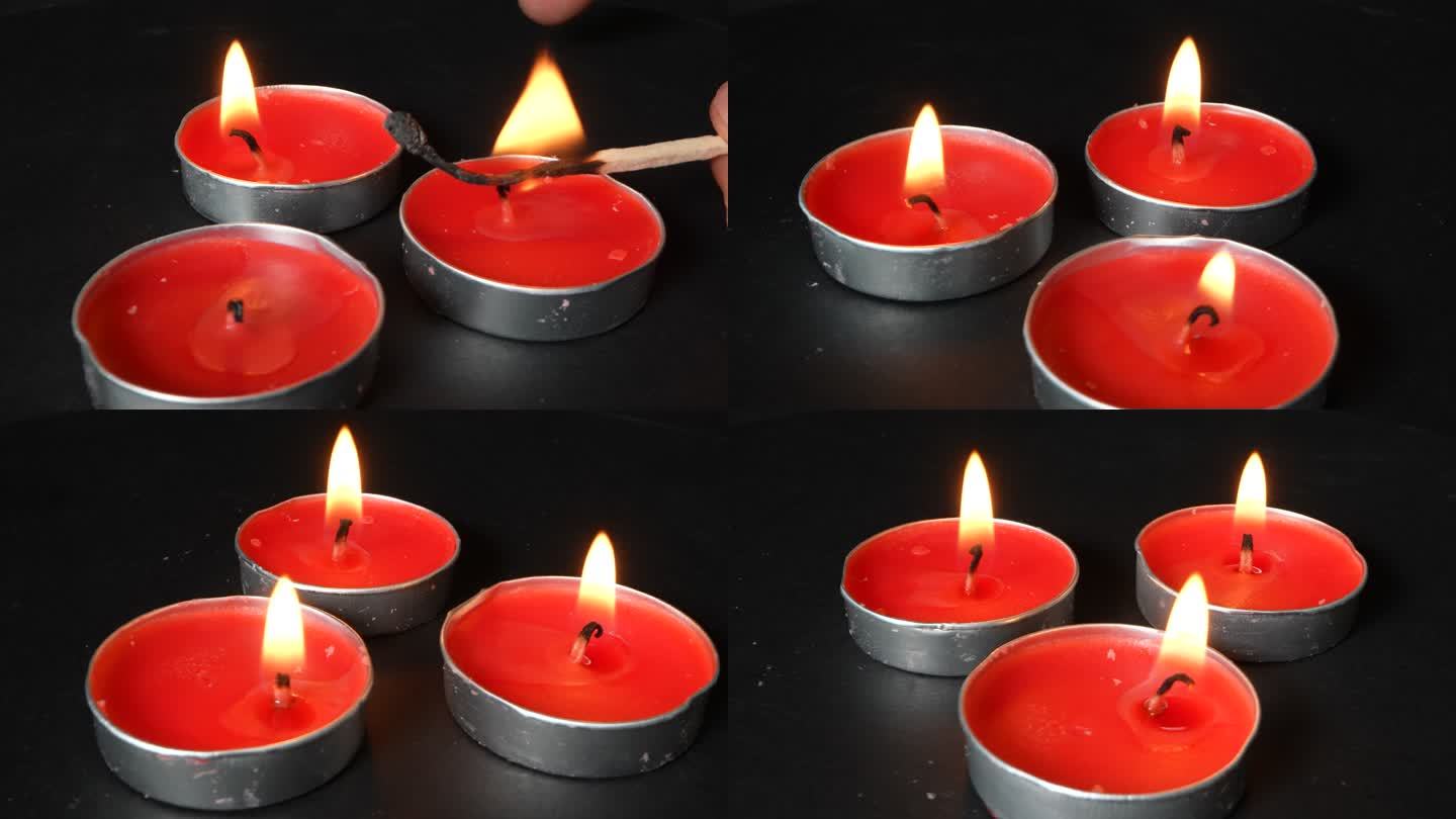 红色蜡烛烛火 表白蜡烛 圆形蜡烛