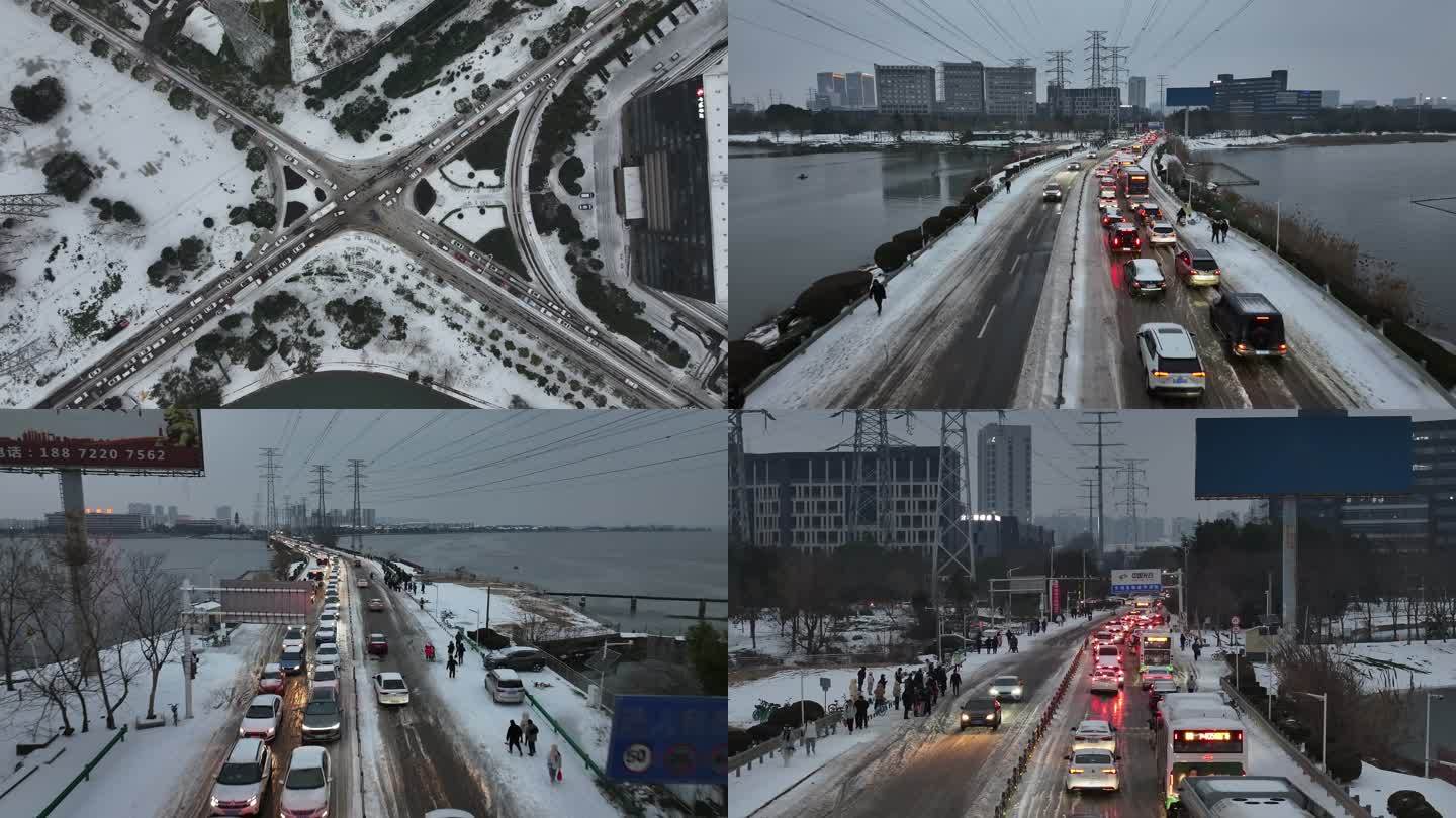 武汉冻雨暴雪霰雪交通晚高峰交通路况纪实2