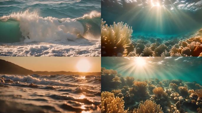 【合集】 海浪海底珊瑚 海上日出 大海