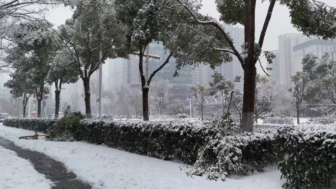 武汉雨雪冻雨霰天气航拍素材