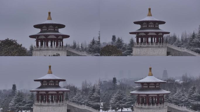 西安地标2024大唐芙蓉园龙年灯会雪景