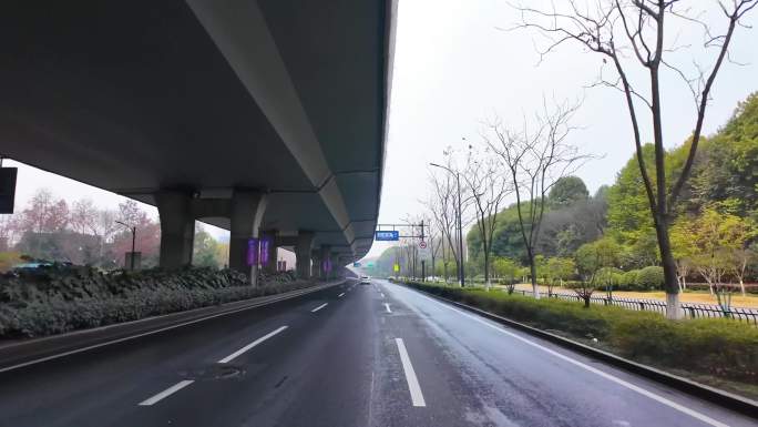 城市马路沿途风景开车第一视角道路公路素材