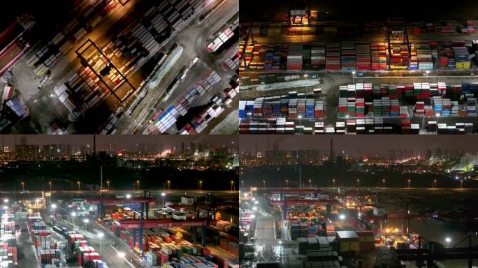 繁忙的运河港之夜