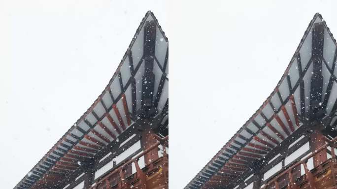 古建筑大雪2 竖版4k