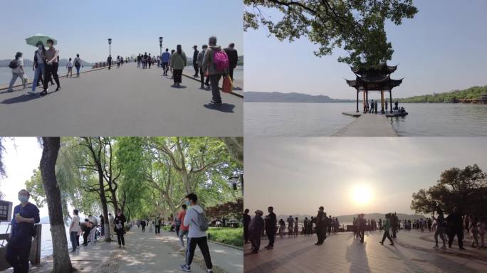 杭州西湖游客人流延时摄影合集