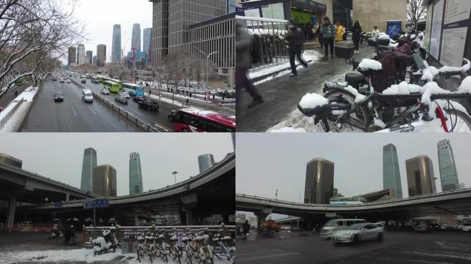 走出地铁的人上班北京冬天雪景生活压力打拼
