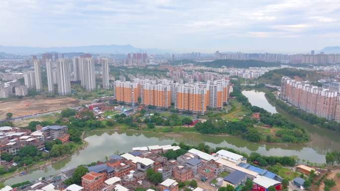 福州闽侯县大学城航拍福建风景风光