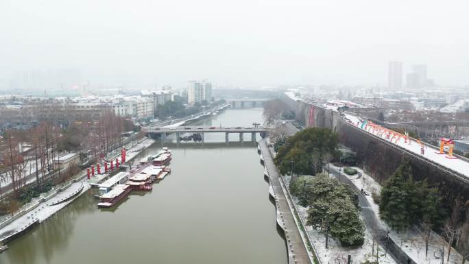 秦淮河雪景 南京城雪景