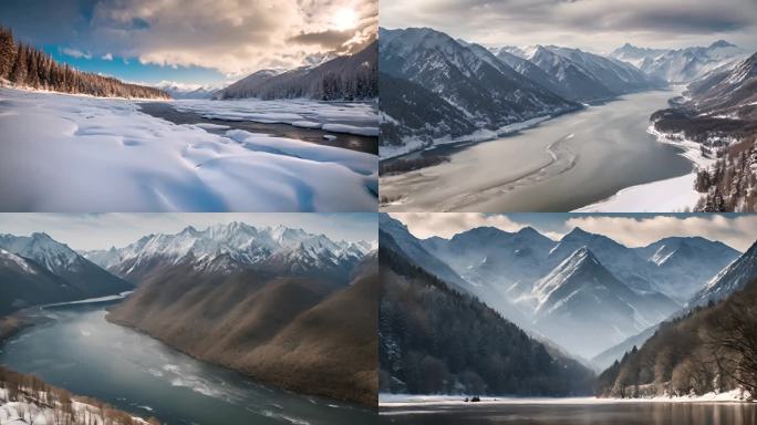 各种类型美丽的东北大兴安岭的雪景