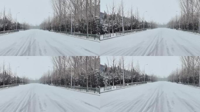 交通道路降雪视频空镜素材