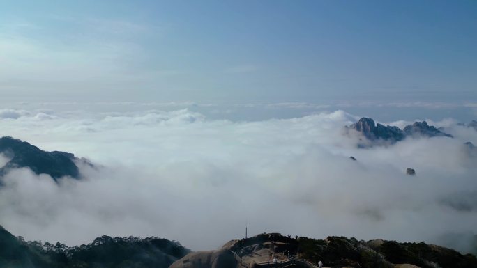 安徽黄山云海延时风景视频素材航拍