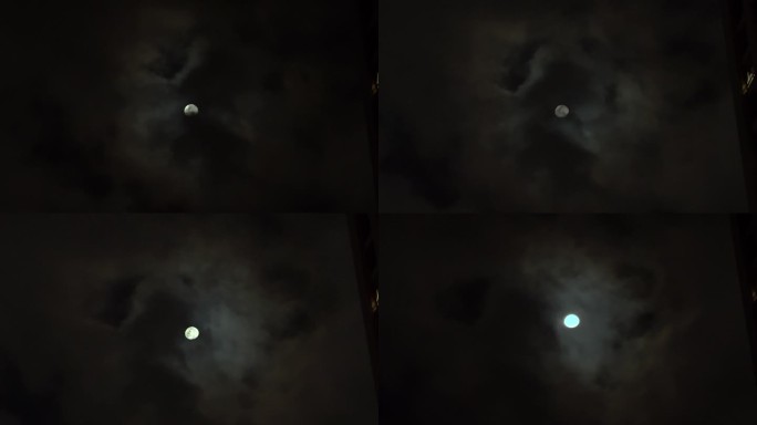 黑夜乌云 月亮穿过云层 8398