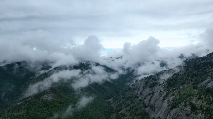 雨后森林溪流山川河流航拍山峰山脉自然风景