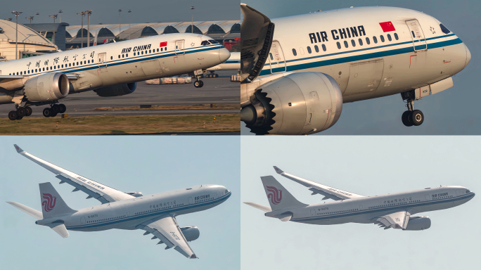 国航波音787和空客A330起飞优美转弯