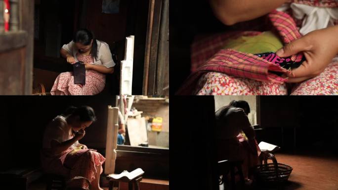 贵州省 台江县 村中妇女在家中做针线活
