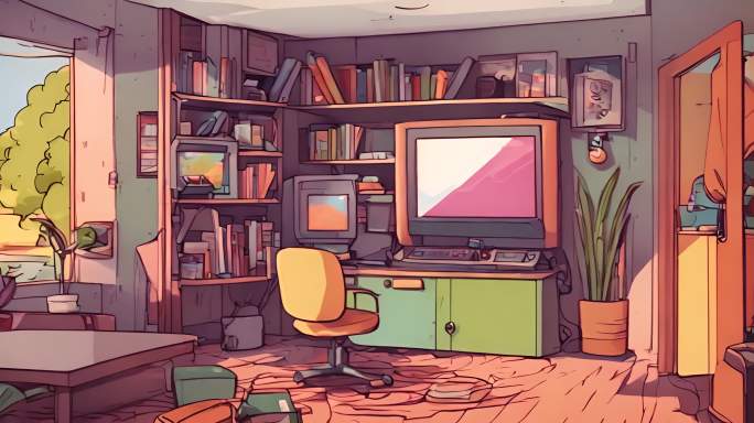 卡通画室内卧室