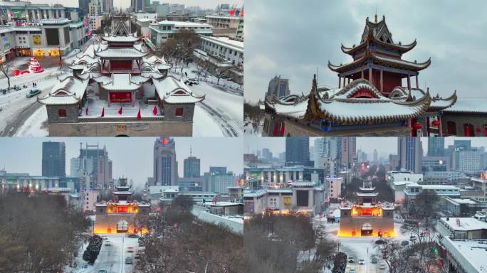 银川雪景鼓楼01