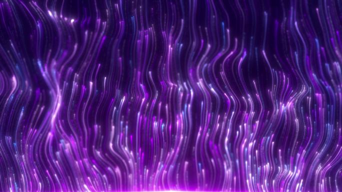 梦幻紫色粒子光线流动优雅的粒子线条上升