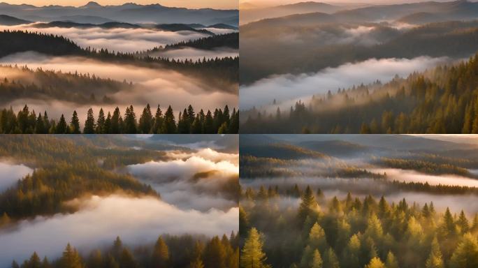 森林光影云雾 天然氧吧清晨山间云雾大自然