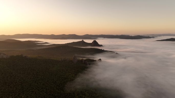 大兴安岭秋季风景森林云海